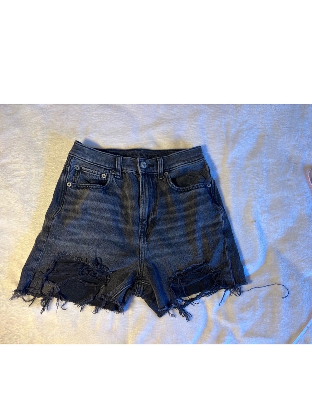 American Eagle Outfitters Black Distressed Cutoff Denim Shorts